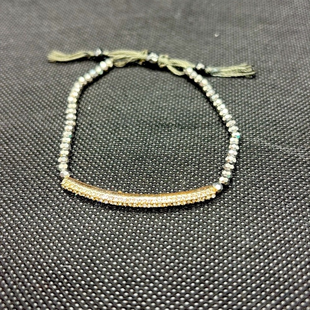 Stella & Dot Tribute Bracelet. Rose gold w crystals, hematite slide bracelet. - Picture 2 of 6